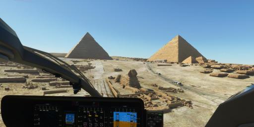 FIRST PLACE Michael Barralet - View from H135 cockpit of King Tut's palacial Pyramid